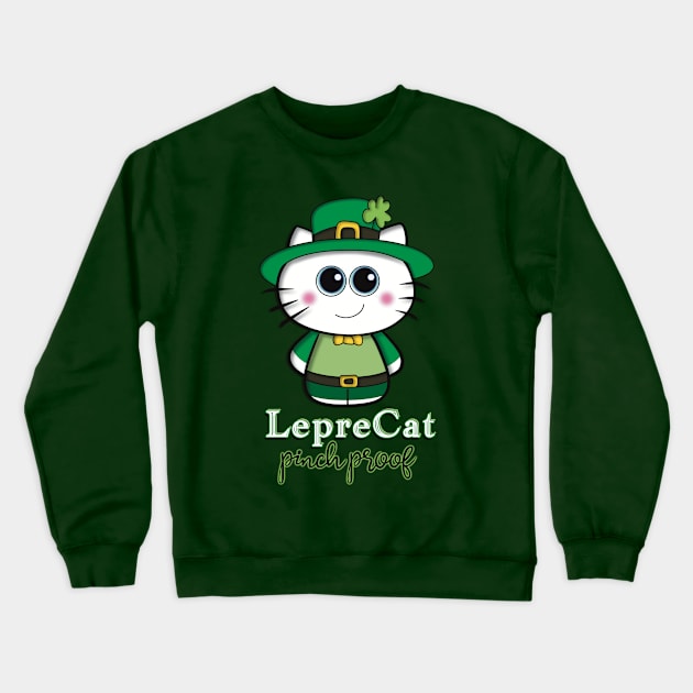 Saint Patrick’s Day Pinch Proof - LepreCat Crewneck Sweatshirt by Creasorz